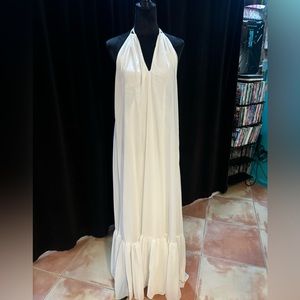 White halter top maxi dress